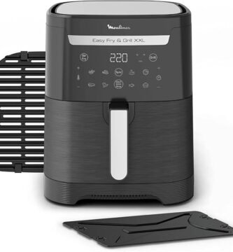 Freidora de aire Moulinex Easy Fry XXL cocinando pollo y patatas