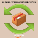 Ilustración de una caja de Amazon con flechas de retorno, indicando una guía de cambios y devoluciones fáciles