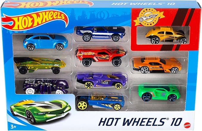 Caja pack 10 coches Hot Wheels metálicos oferta juguetes