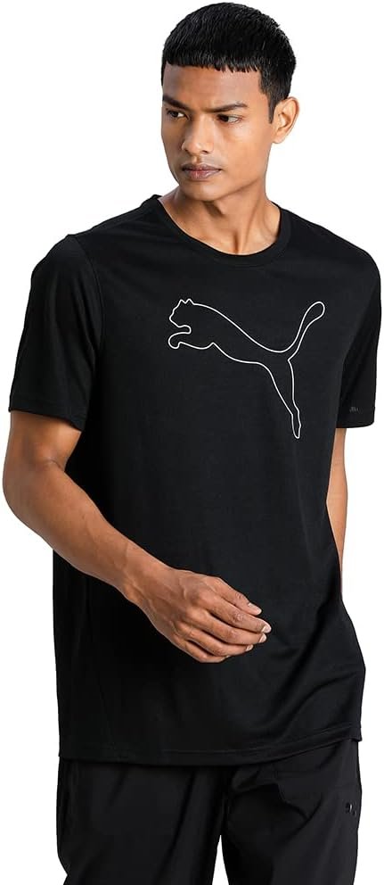 Camiseta deporte hombre PUMA Performance negra logo blanco