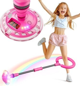 Juguete de salto de tobillo color rosa con luces
