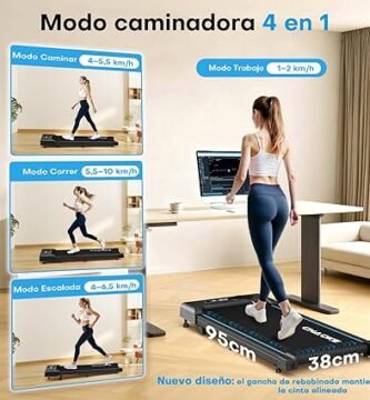 Cinta de correr plegable CHAOKE usada bajo escritorio de pie.