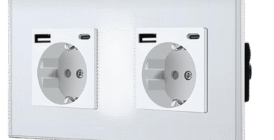 nchufe doble de pared marca BSEED con acabado en cristal blanco y puertos de carga USB