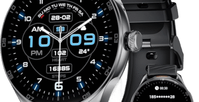 Reloj inteligente Oukitel redondo mostrando interfaz de deportes.