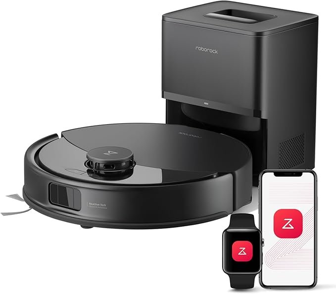 Robot aspirador Roborock Q10 X5 Plus negro en su base