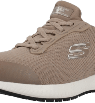 apatillas de trabajo Skechers Squad SR color negro con suela antideslizante.