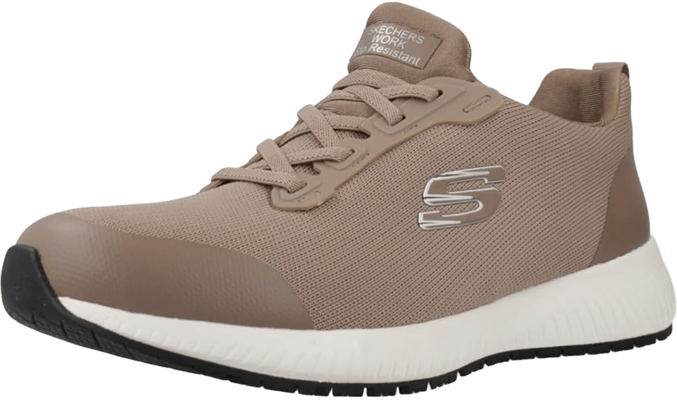 apatillas de trabajo Skechers Squad SR color negro con suela antideslizante.